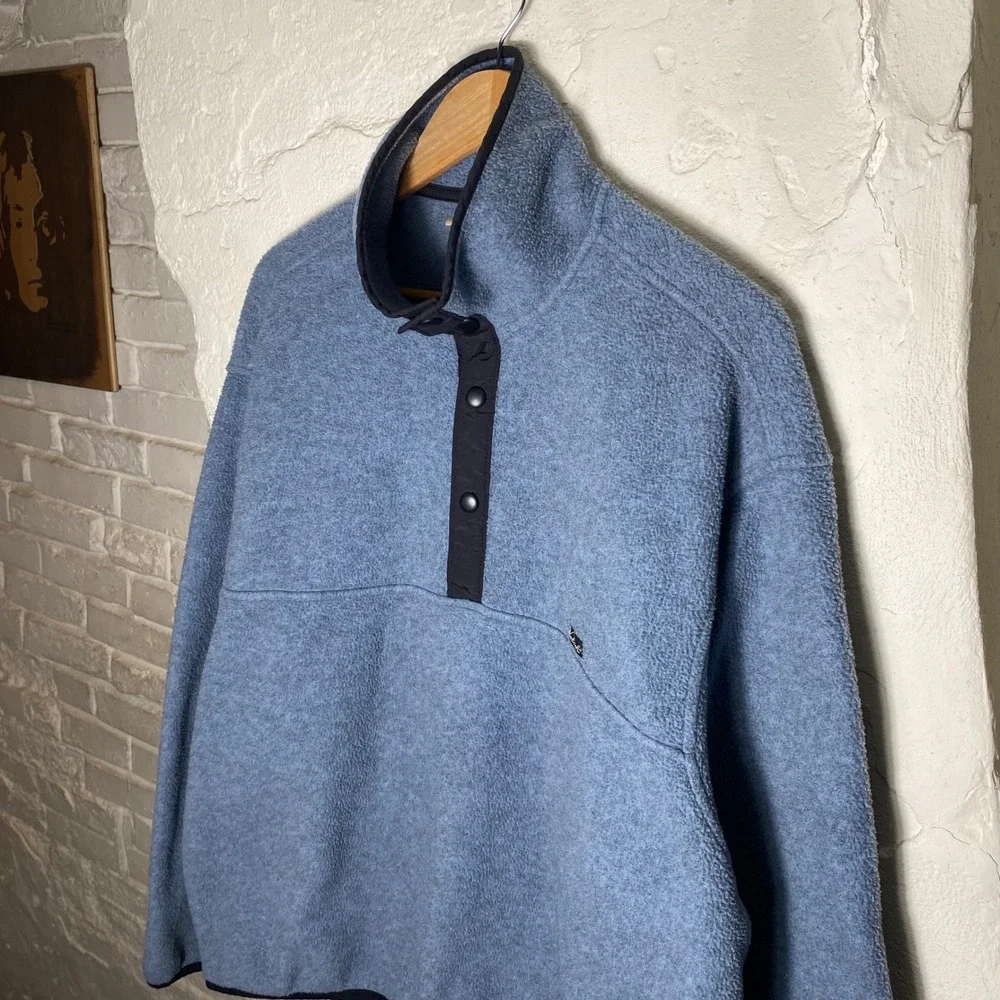 Woolrich Polartec Fleece Pullover Mens XL Blue Snap Neck Sweater - Picture 2 of 7